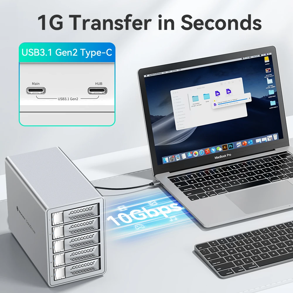 Yottamaster 2.5/3.5 "10Gbps SATA HDD SSD الضميمة نوع C HD حافظة خارجية USB3.1 ديزي سلسلة صندوق تخزين القرص الصلب للعبة ماك