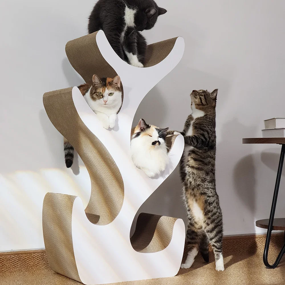 Cat Climber,Vertical Corrugated Catnip Cat Scratching Board Anti-Scratch Pet Supplies Claw Sharpening Cat Tree Tower