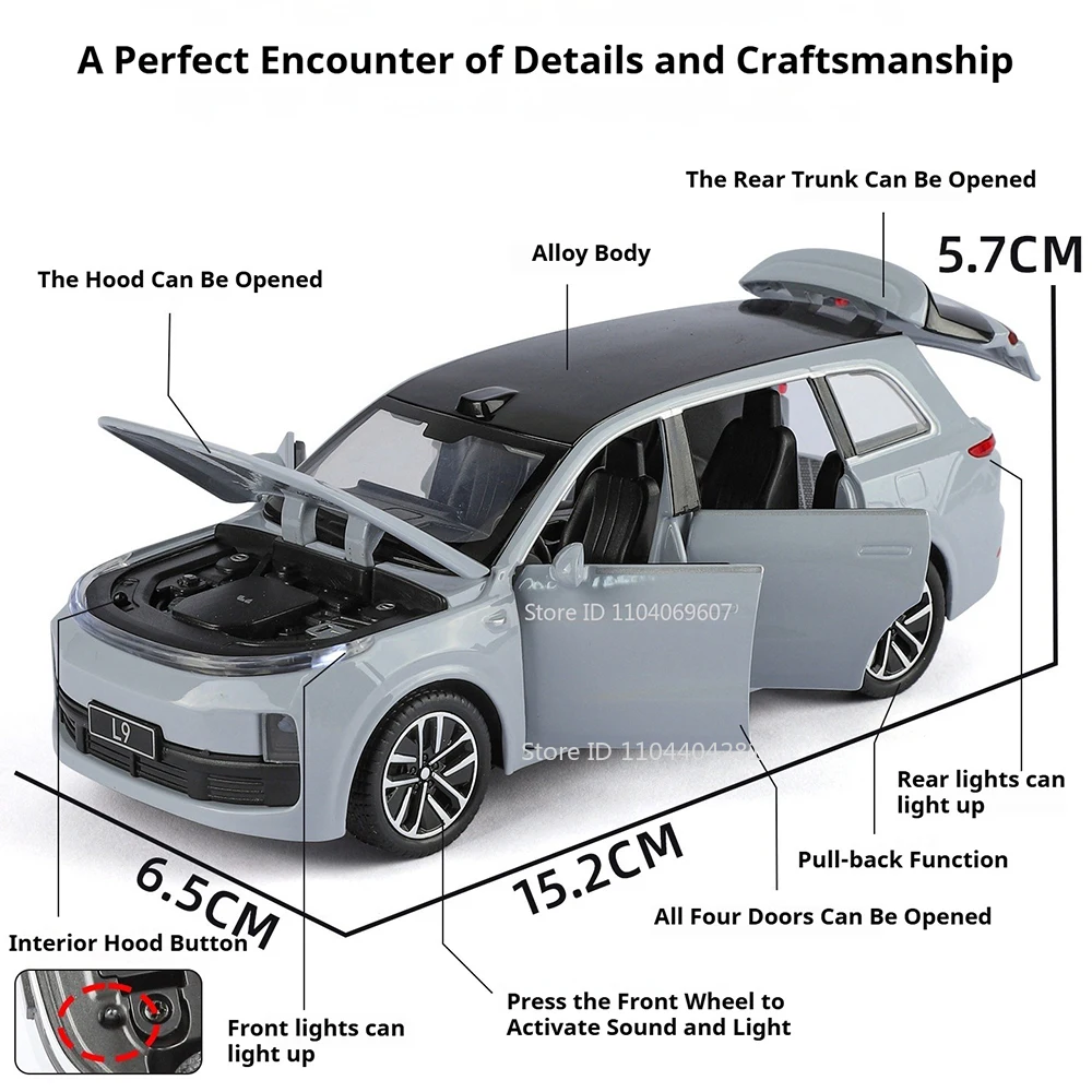 1:32 leader idéal L9 BYD U8 alliage moulé sous pression modèles jouets voitures son lumière tirer arrière portes ouvertes véhicules miniatures enfants cadeaux