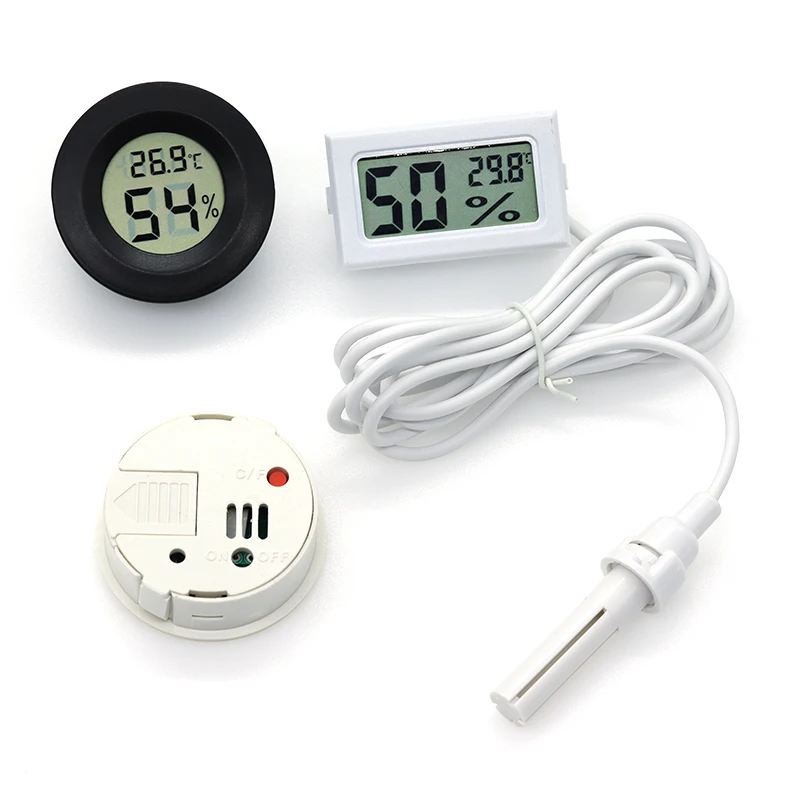 Micro LCD digital thermometer hygrometer indoor convenience temperature sensor hygrometer instrument with cable