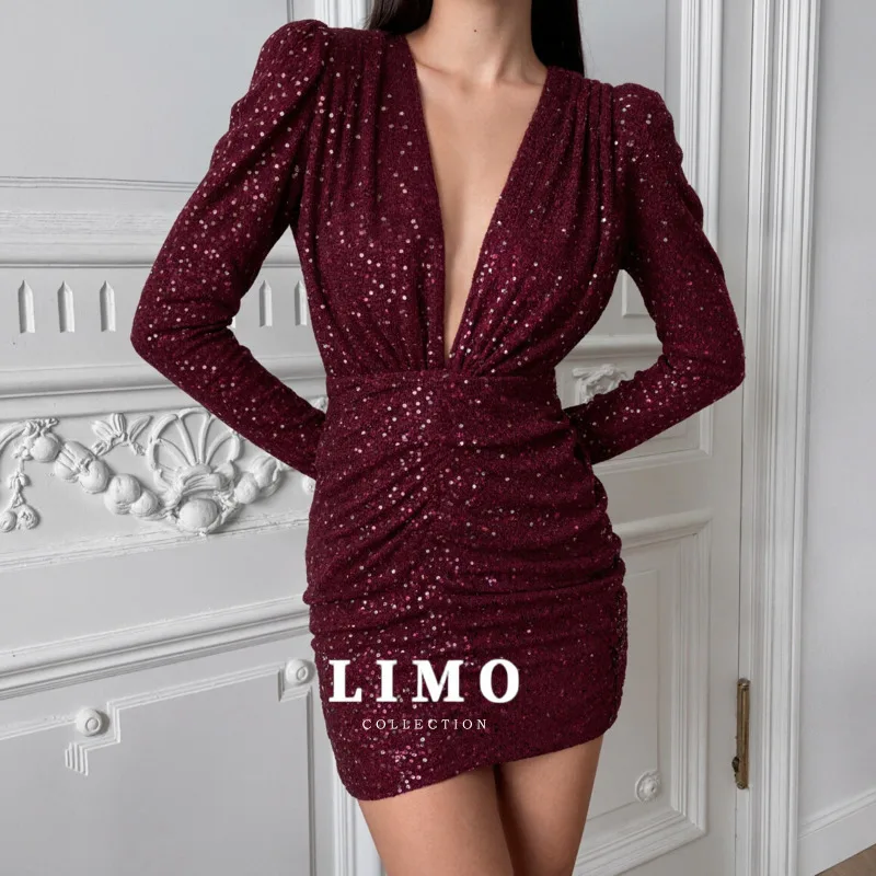 

LIMO 2025 глеме облегающее платье с пайетками, сексуальное элегантное вечернее платье, женское весенне-летнее официальное клубное платье из полиэстера и спандекса