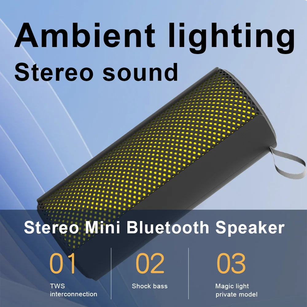 

Lanyard Outdoor Mobile Sound Boxes Subwoofer Bluetooth Magic Light Sports Speaker High Sound Quality Cylindrical Speakers USB