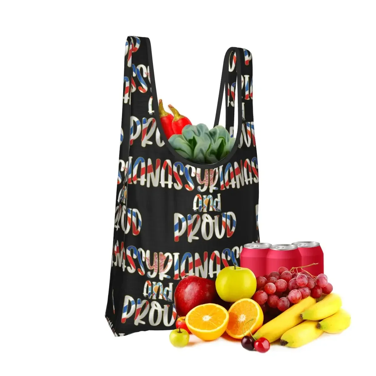 Luxury Assyrian Suryoyo Flag Shopping Bag Portable Tote Bags Reusable Shoulder Shopper Bag Grocery Handbag
