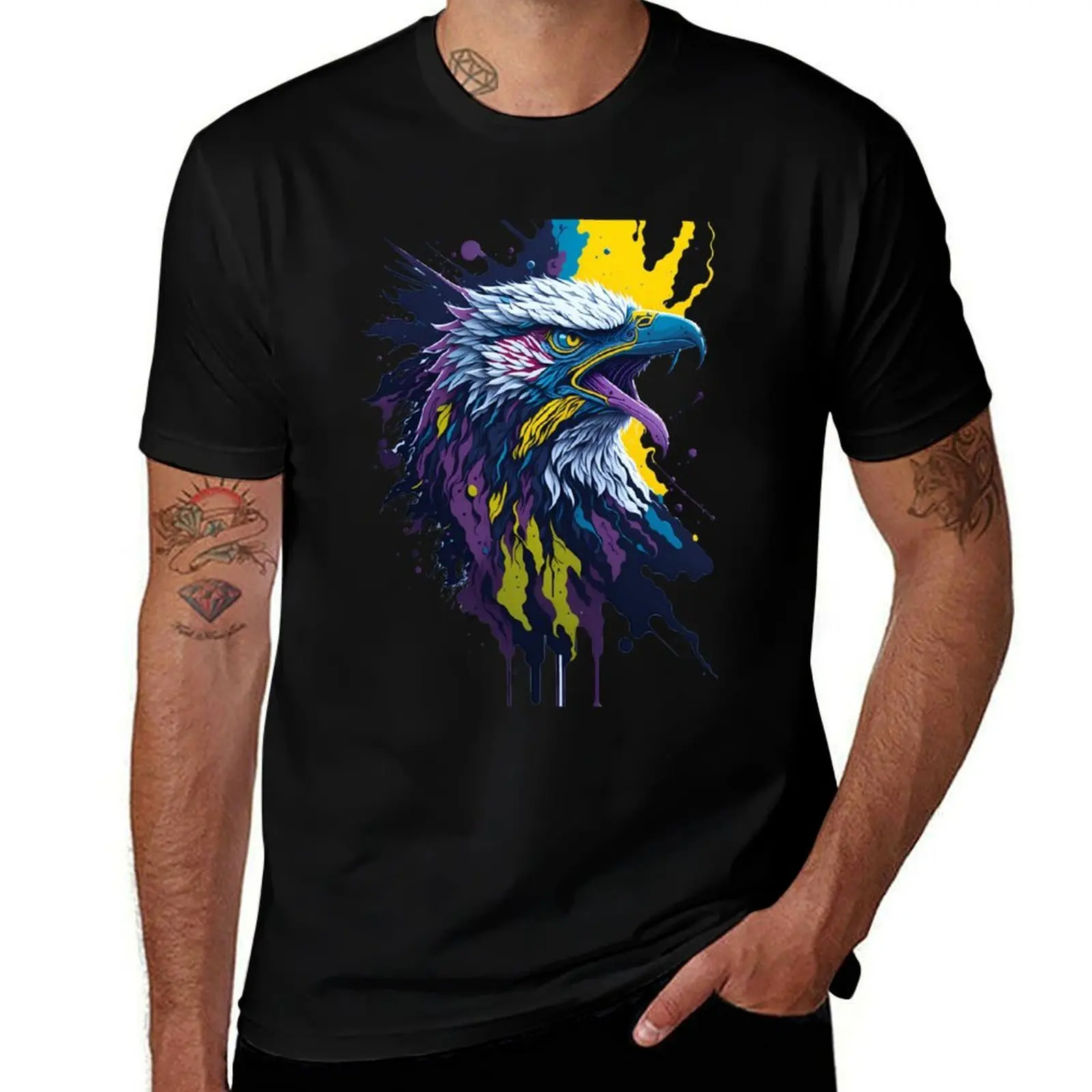 

Abstract Colorful Eagle T-Shirt essential t shirt man clothes summer tops men graphic t shirts