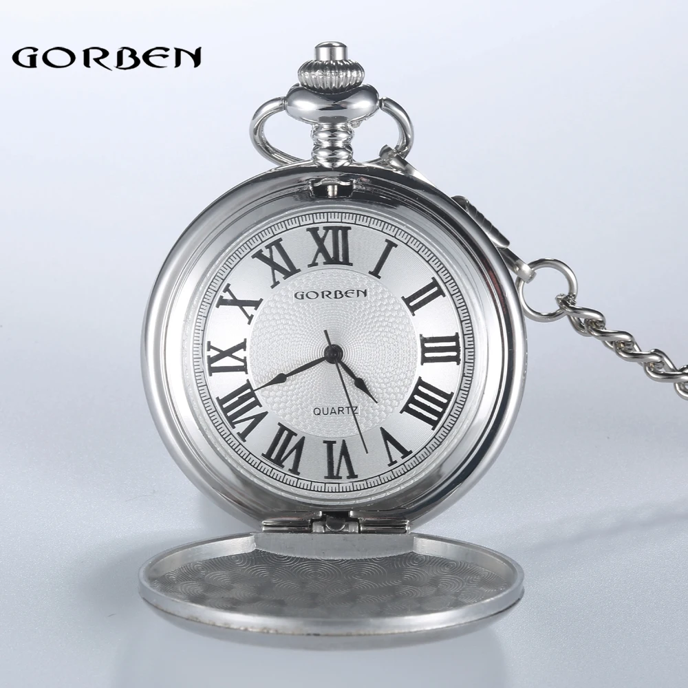 Luxury Quartz Pocket Watch for Man Women Vintage Smooth Rose Gold Case Orologio Male Ladies Men Pendant Necklace Chain Old Clock