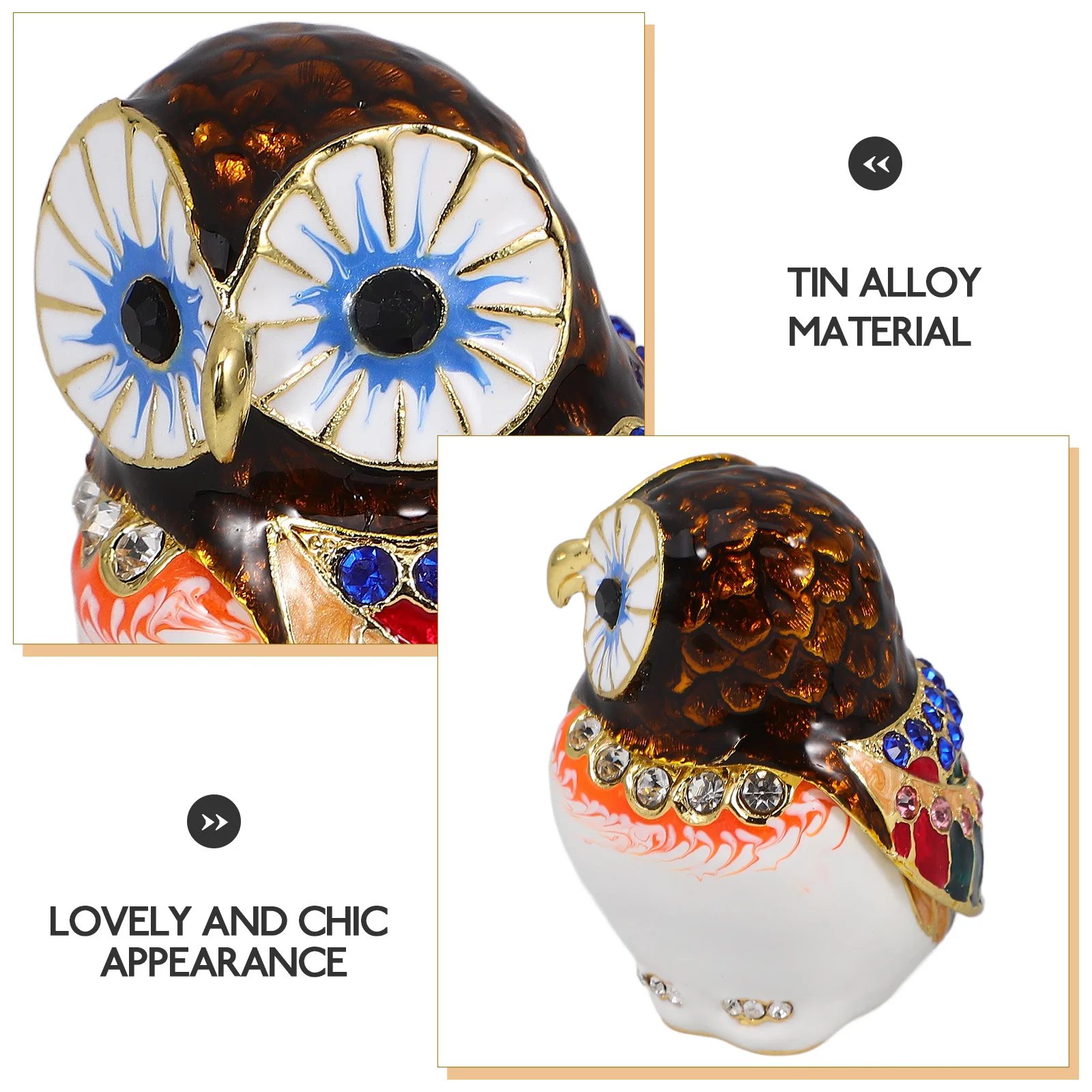 

Jewelry Storage Box with for Decor Owl Ring Holder Vintage Rings Trinket Dish Trinkets Animal