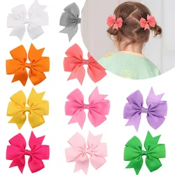 24Pc Girls Solid Color Bow Hair Clips Fully Lined Colorful Ribbon Bow Hair Clips Cute Bangs Clips Kids Baby Hair Accessories