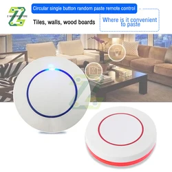 Round Shape 1 CH Button RF Transmitter Wireless Remote Control 433 MHz Roundness Design Remote Key Sticky Wall Panel