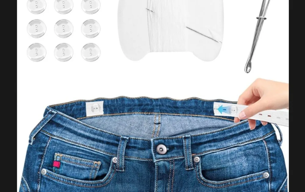 Adjustable Invisible Belt Tightener Set Invisible No-Sew Elastic Waist Band Extender Seamless Trouser Buckle Women Men Jean Pant