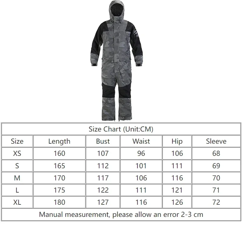 Macacões impermeáveis com capuz para homens e mulheres, snowsuit quente para inverno, esporte ao ar livre, macacão alpino snowboard, roupas de caminhada 1 pc