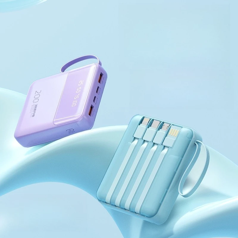 Multi-capacity Battery Fast Charging Portable Power Bank with Built-in Cable Compact and Portable 3C Certification