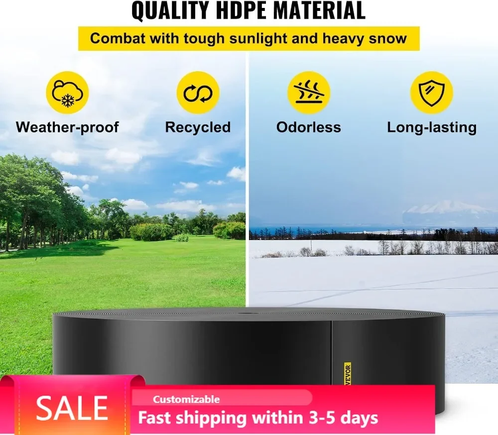 300ft x 10in HDPE Landscape Edging, Flexible Border for Lawn Garden, Black