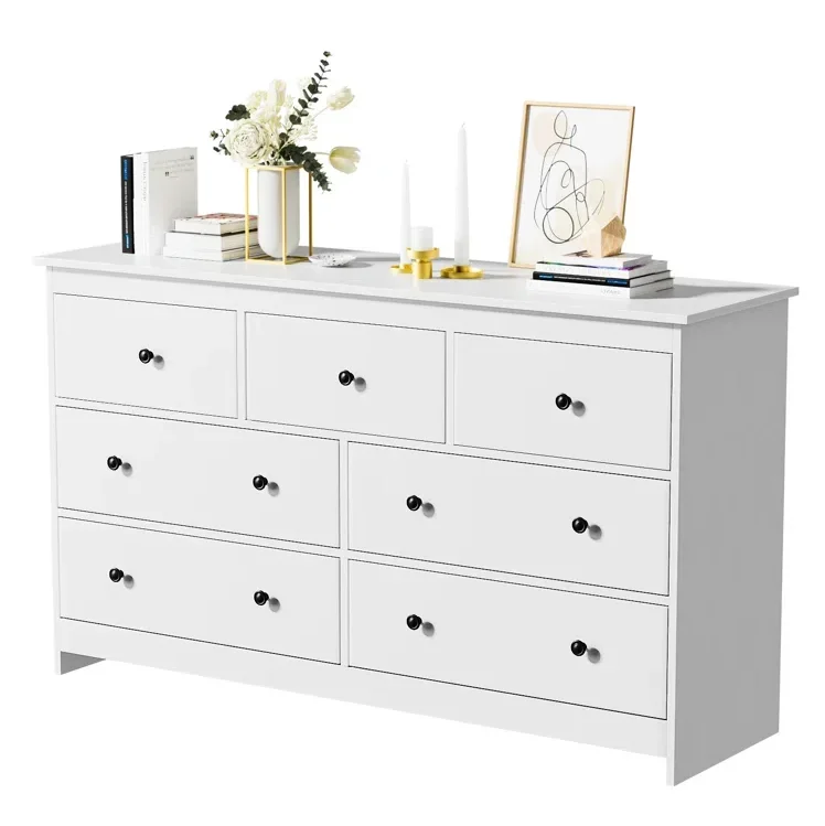

Classic and Modern Design 7 - Drawer Dresser Bedroom Furniture Wood Spacious Storage Chest of 6 Drawers Storage Cabinet