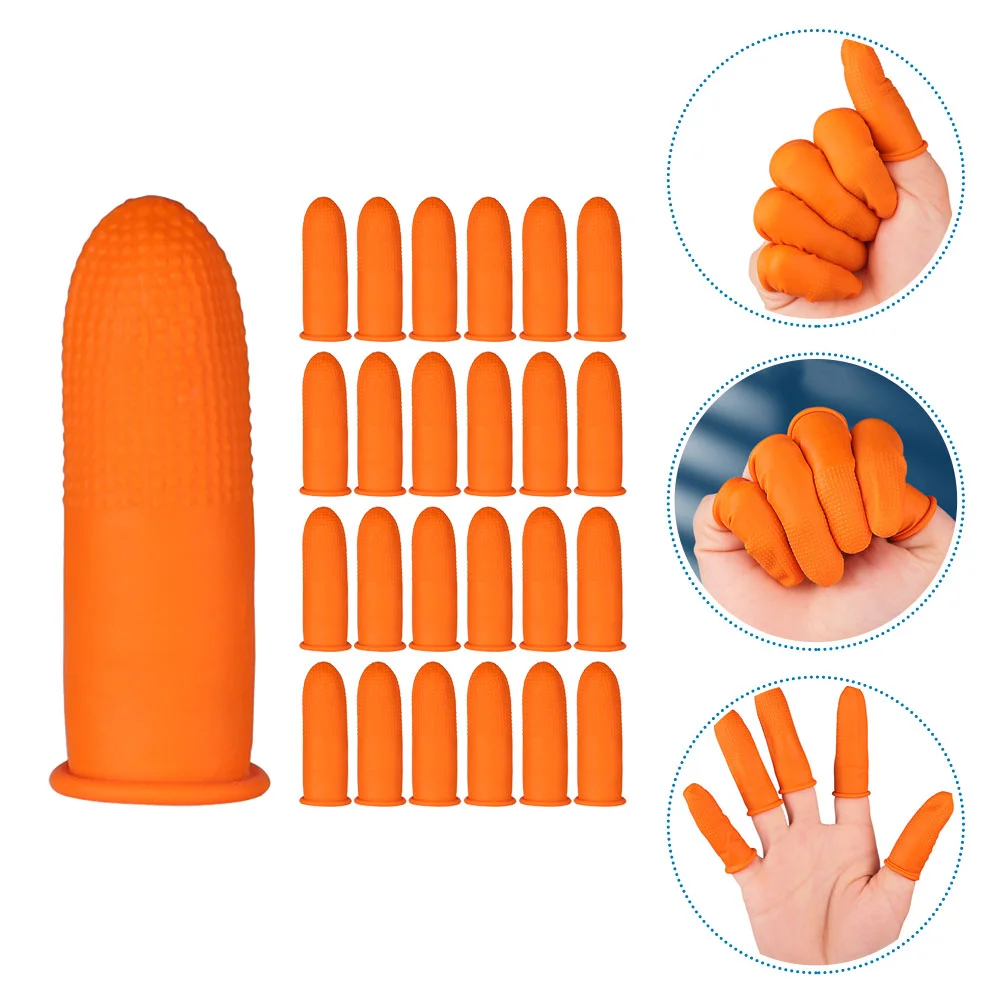 

Protectors Latex Finger Cot Gloves for Cleaning Elasticity Orange Emulsion Mittens