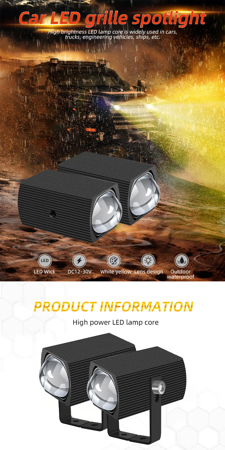 2 Stück Zweifarbige Arbeitsleuchte Mini-Fahrlicht Superhelle Zusatzscheinwerfer für Jeep ATV UTV Auto Nebelscheinwerfer 4x4 Offroad 12V-80V – Detail 1