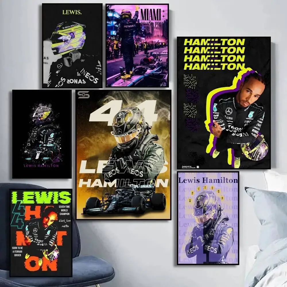 غرفة نوم مكتب ديكور المنزل حائط لوح رسم ديكور F1 L-Lewis هاميلتون الجدار ملصق فني غرفة المعيشة بار مقهى #1
