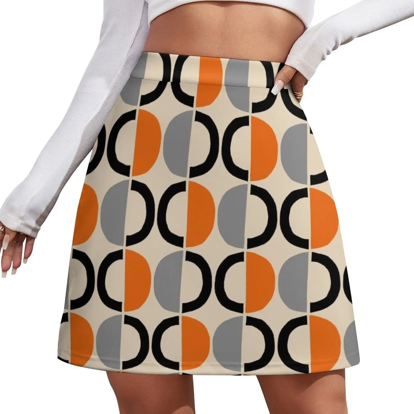 

Mid Century Modern Half Circle Pattern 320 Mini Skirt summer clothes dress skirts for woman Short skirt woman