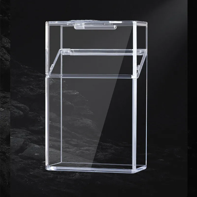 Men's Bulk Cigarette Box Creative Sliding Cover Plastic Transparent Cigarette Box Sealed moisture-proof