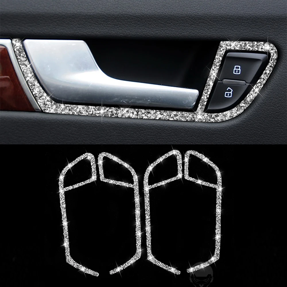 Door Grab Handle Cover Trim Decorative Decal for Audi A4 B8 2009-2016 A5 2008-2017 Q5 2009-2017 Car Inner Accessories Crystal