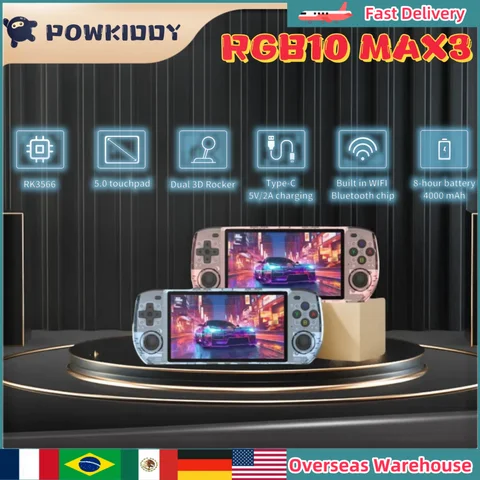 Powkiddy RGB10 Max3 Handheld Game Console Video Game Console Retro Gaming 5 Inch IPS Screen Retro Game Player Children's Gifts