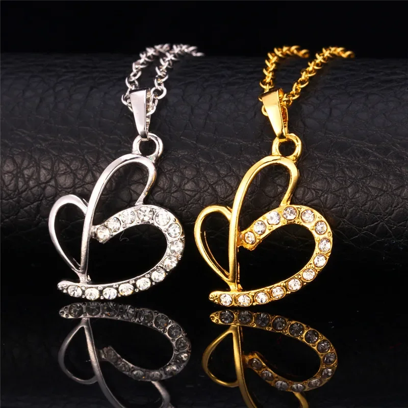 U7 Heart Necklace Set Women Gift Silver Color Gold Color Rhinestone Wedding Jewelry Earrings Necklace Jewelry Sets QC24