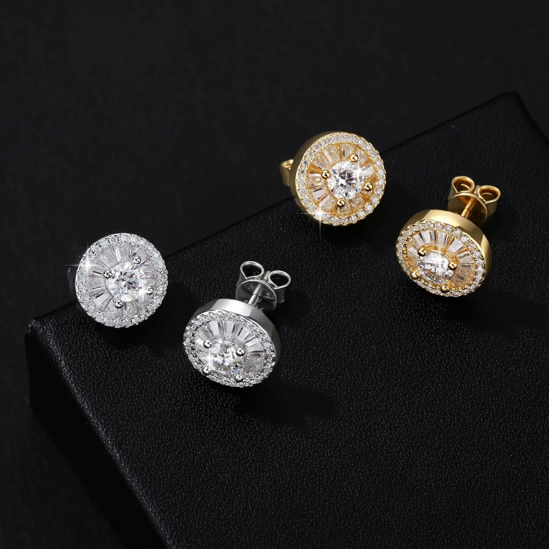 Classic Full Moissanite Hip Pop Earrings For Women 925 Sterling Silver Jewelry Men Moissanite  Stud Earrings