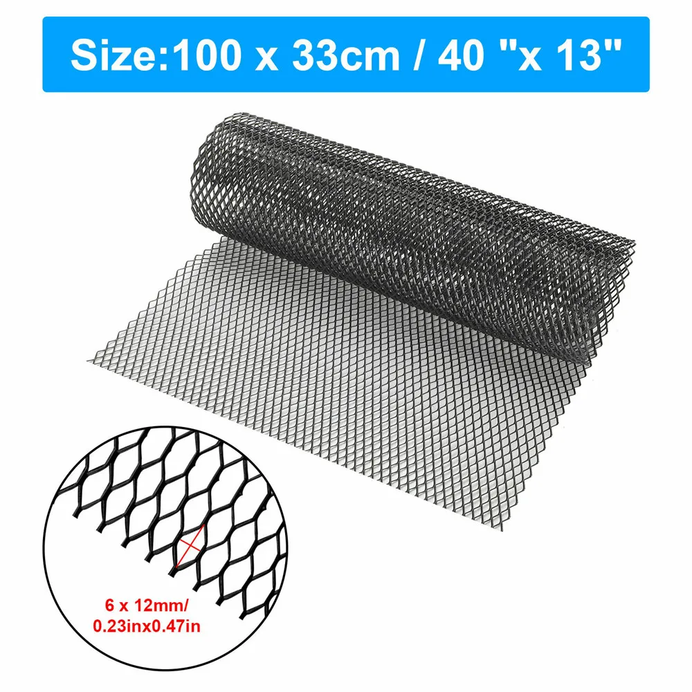 

40''x13'' Aluminum Mesh Grill Cover Car Bumper Fender Hood Vent Grille Net Black Car Cooling Grille Car Modification Grille
