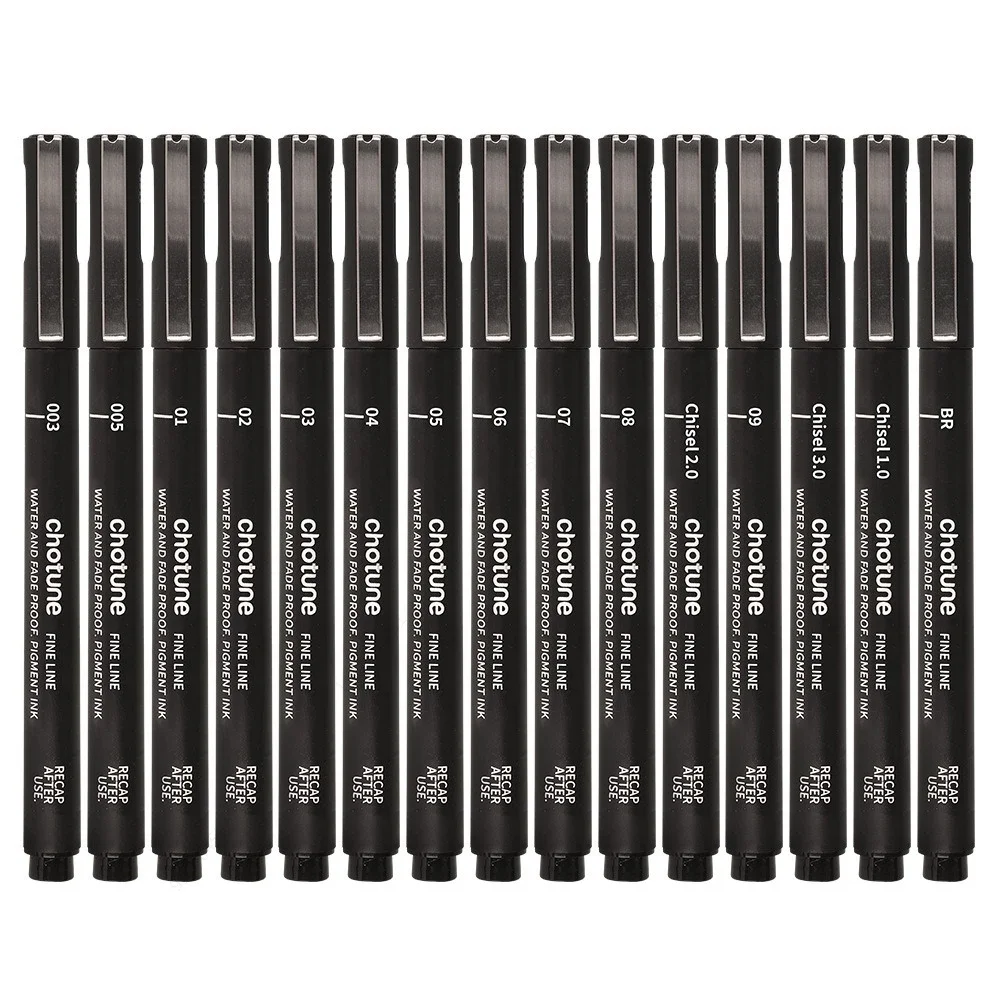 Black Micro Pens,15 Sizes,Waterproof Archival Ink,Fine Point Pen for Artist Illustration,Sketching,Anime,Manga Technical Drawing