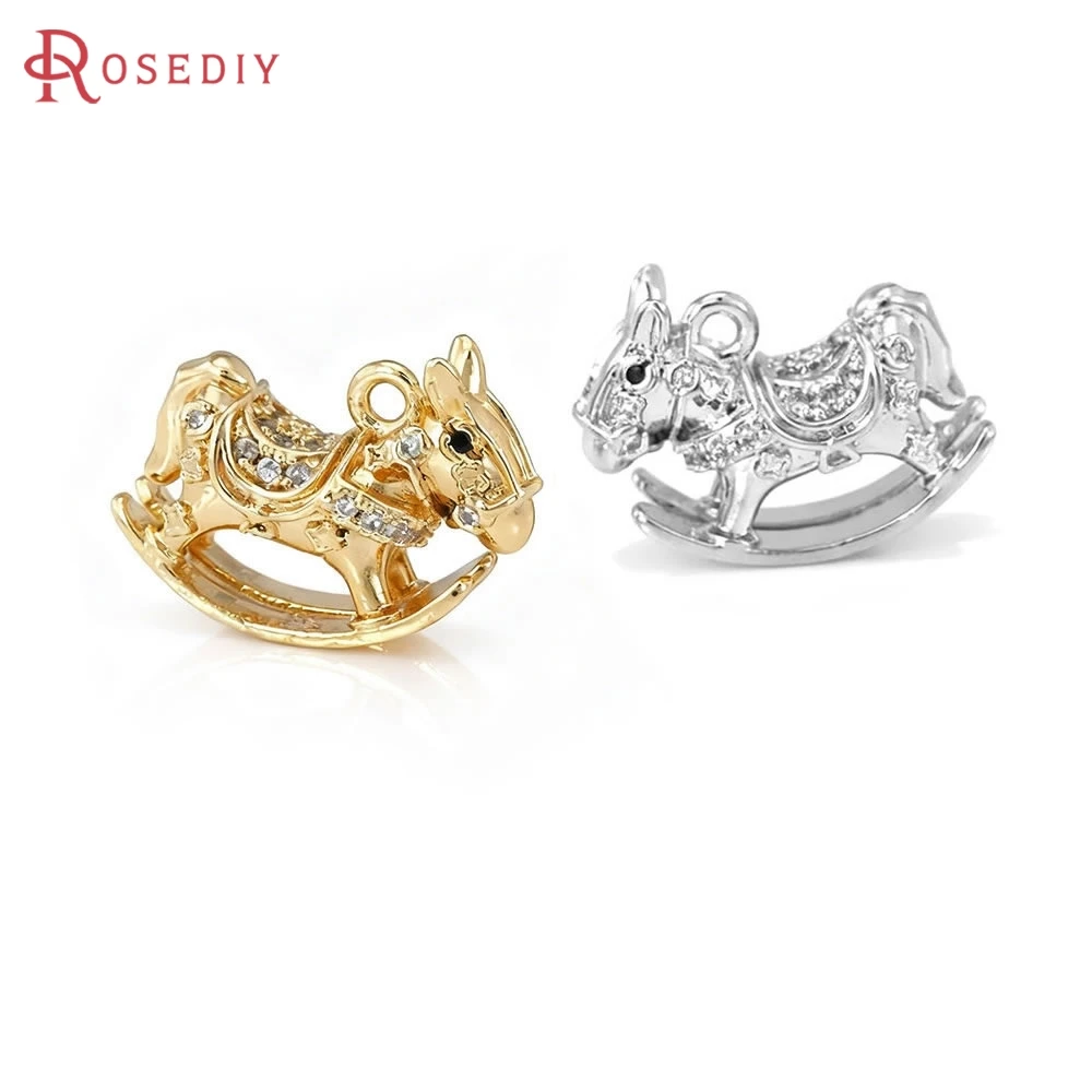 

2PCS 12x17MM 18K Gold Color Brass and Zircon Horse Charms Pendants High Quality Diy Necklace Earrings Jewelry Making Accessories