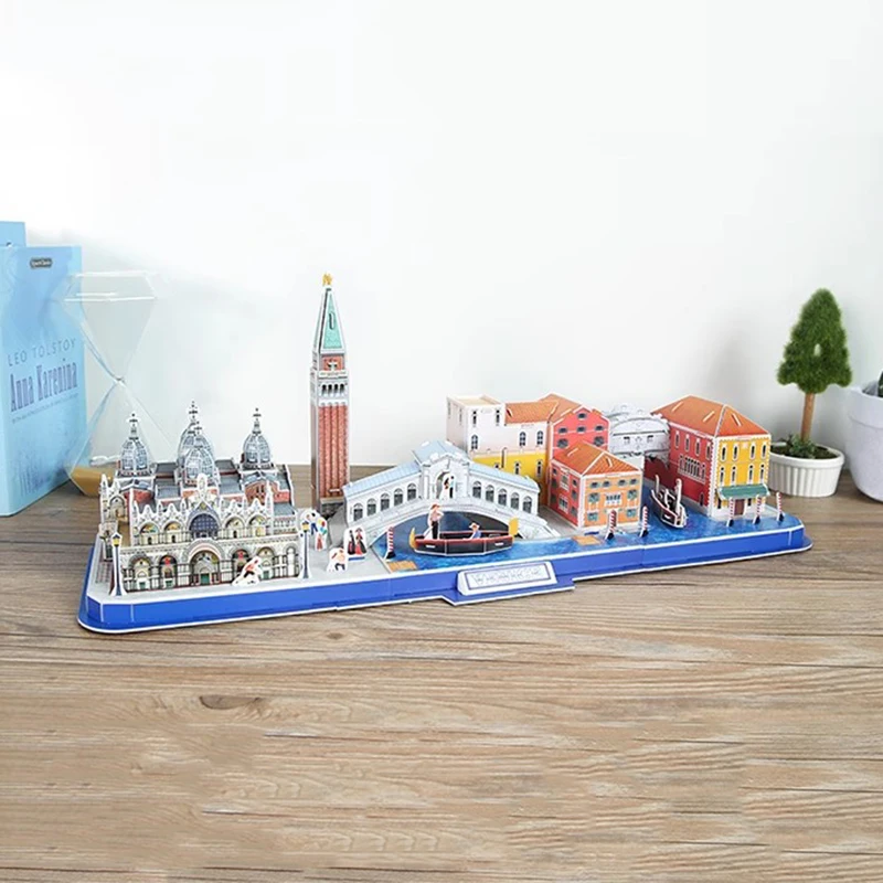 Italy Venice City Line Scenery Famous Build 3D Paper EPS Card Puzzle Building Model Toy Great Architecture Boy Girl Travel Gift