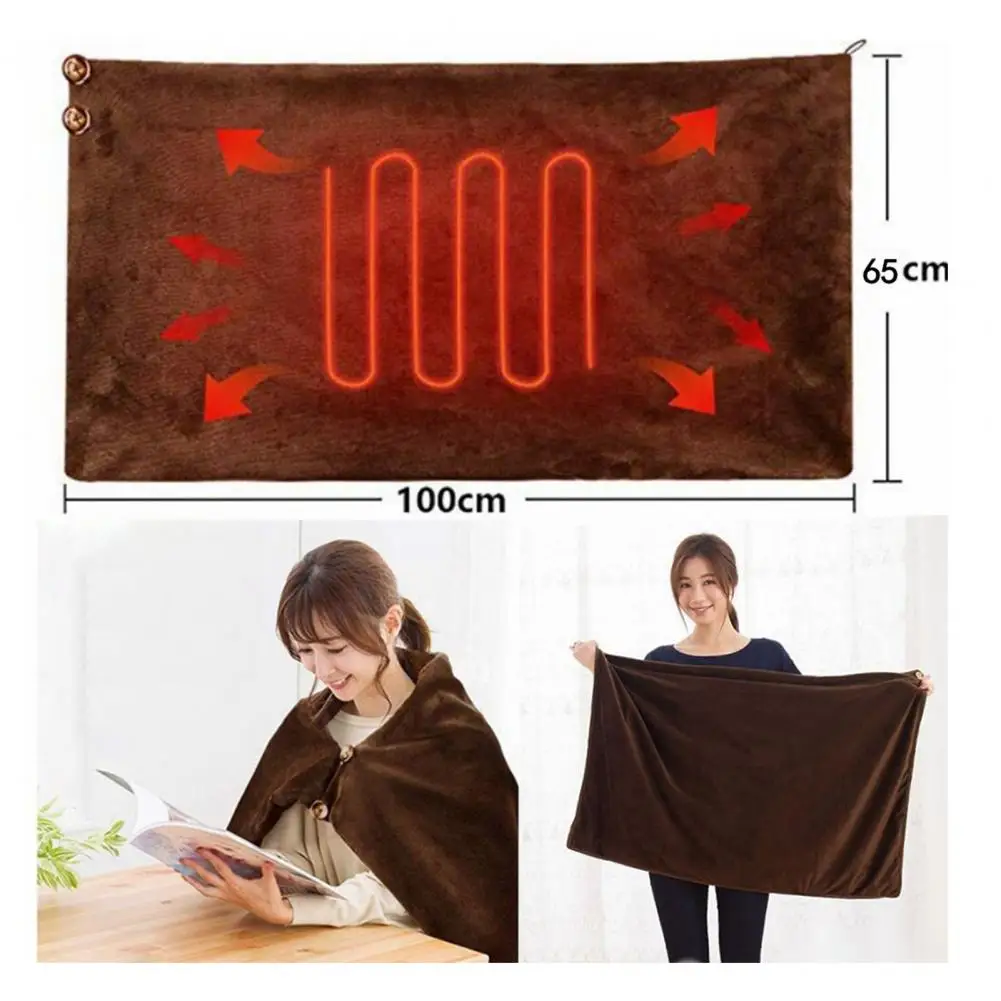 Winter Electric Blanket 3 Level Temperature Adjustment USB Charging Time Setting Heating Shawl Camping Home Heating Blanket