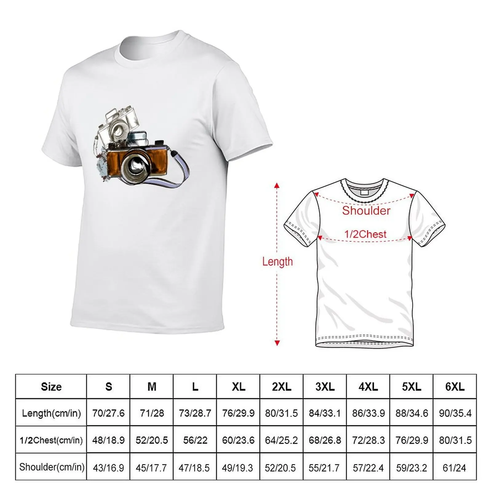 Camera with strap T-Shirt summer shirt anime figures black t-shirts for men