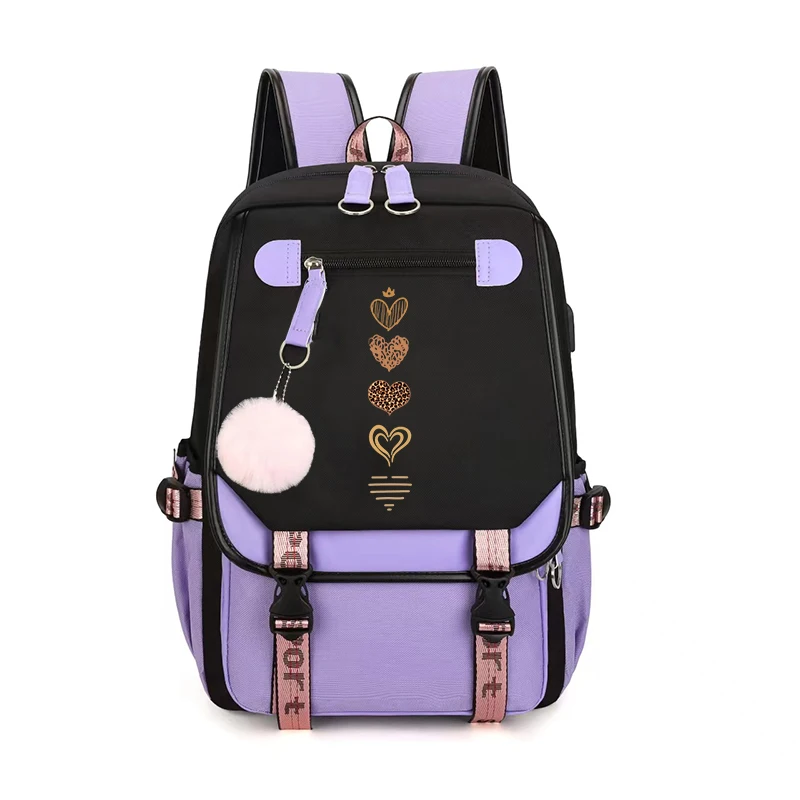 

Минималистичный женский рюкзак с сердечком в школу, модный студенческий компьютерный школьный рюкзак с леопардовым сердцем, дорожный рюкзак