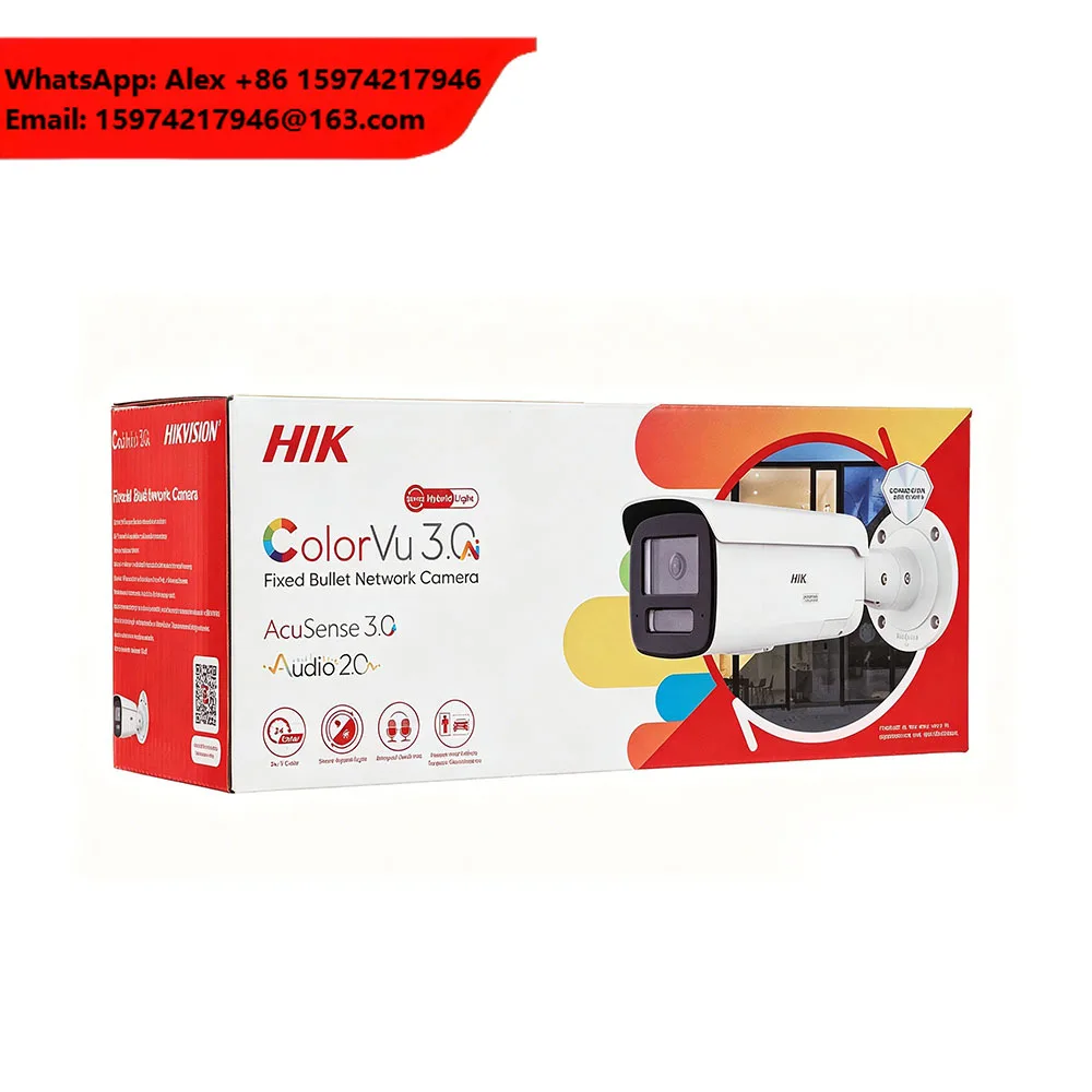 4MP Smart Hybrid Light ColorVu Camera DS-2CD2T47G3-LIS2UY/SL Built-in Mic Hikvisions Night Vision Bullet 4MP IP Cameras