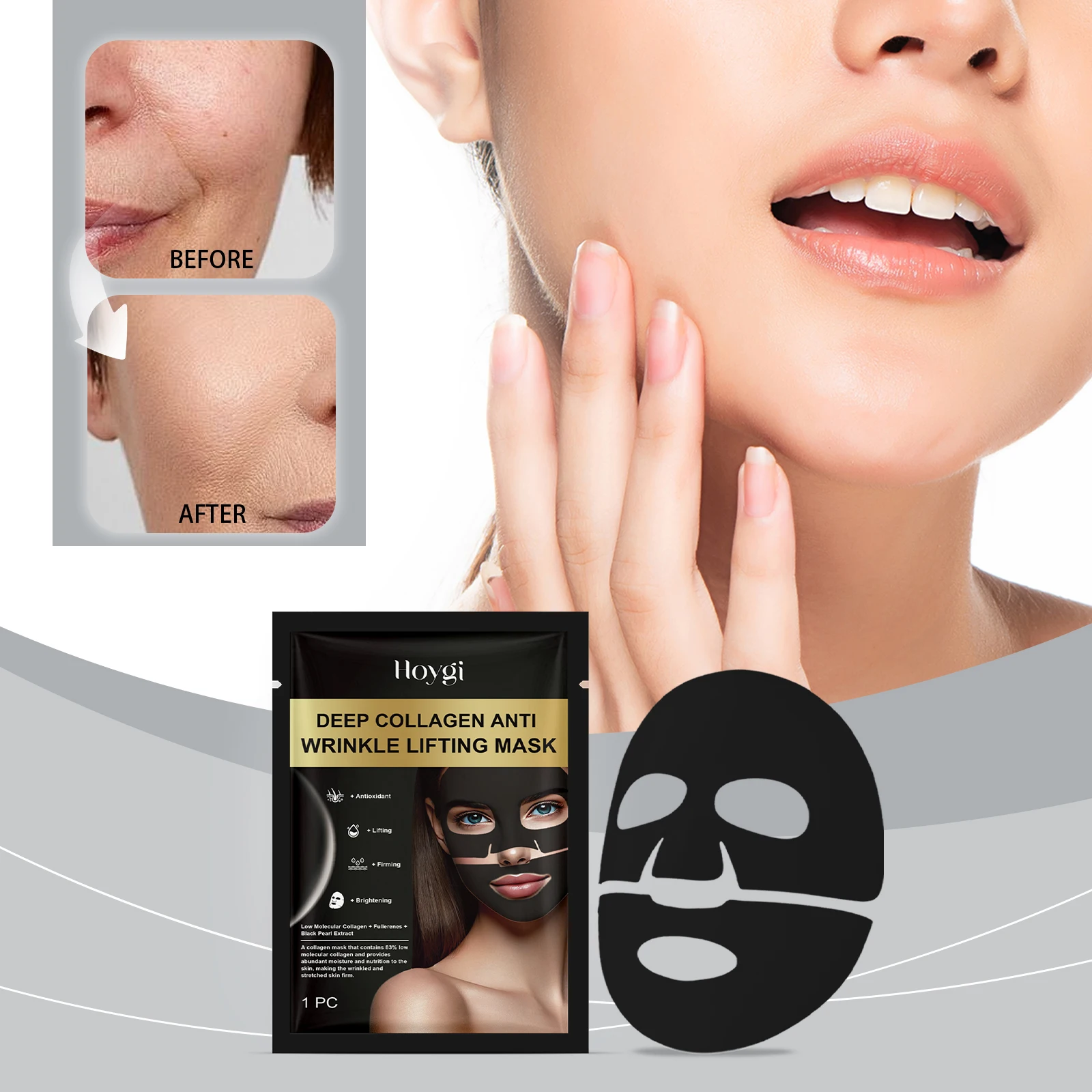 コラーゲン リフティング マスク - しわ防止フェイス トリートメント - 瞬時に引き締め、引き締める 1 枚のマスク