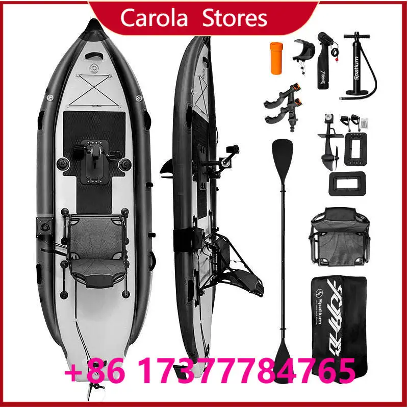 Infla Pedal Boat Sit on Top,1 Person Drop Stitch PVC Fishing kayak 335* 112* 10 cm Foot Pedal Drive Red Kayak for Adults