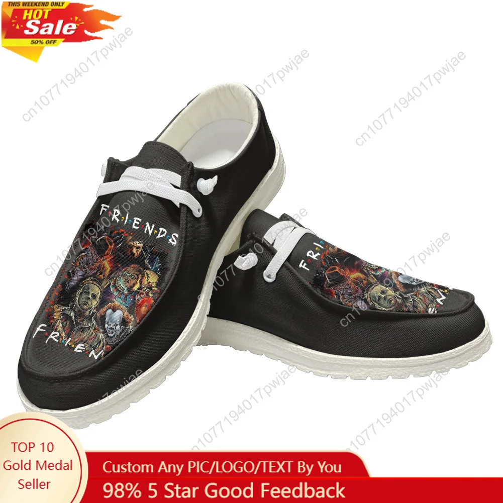 

Friends Best Stephen King Horror Characters Flat Shoes Halloween Men Womens Casual Shoes Breathable Footwear Hiking Custom Shoe