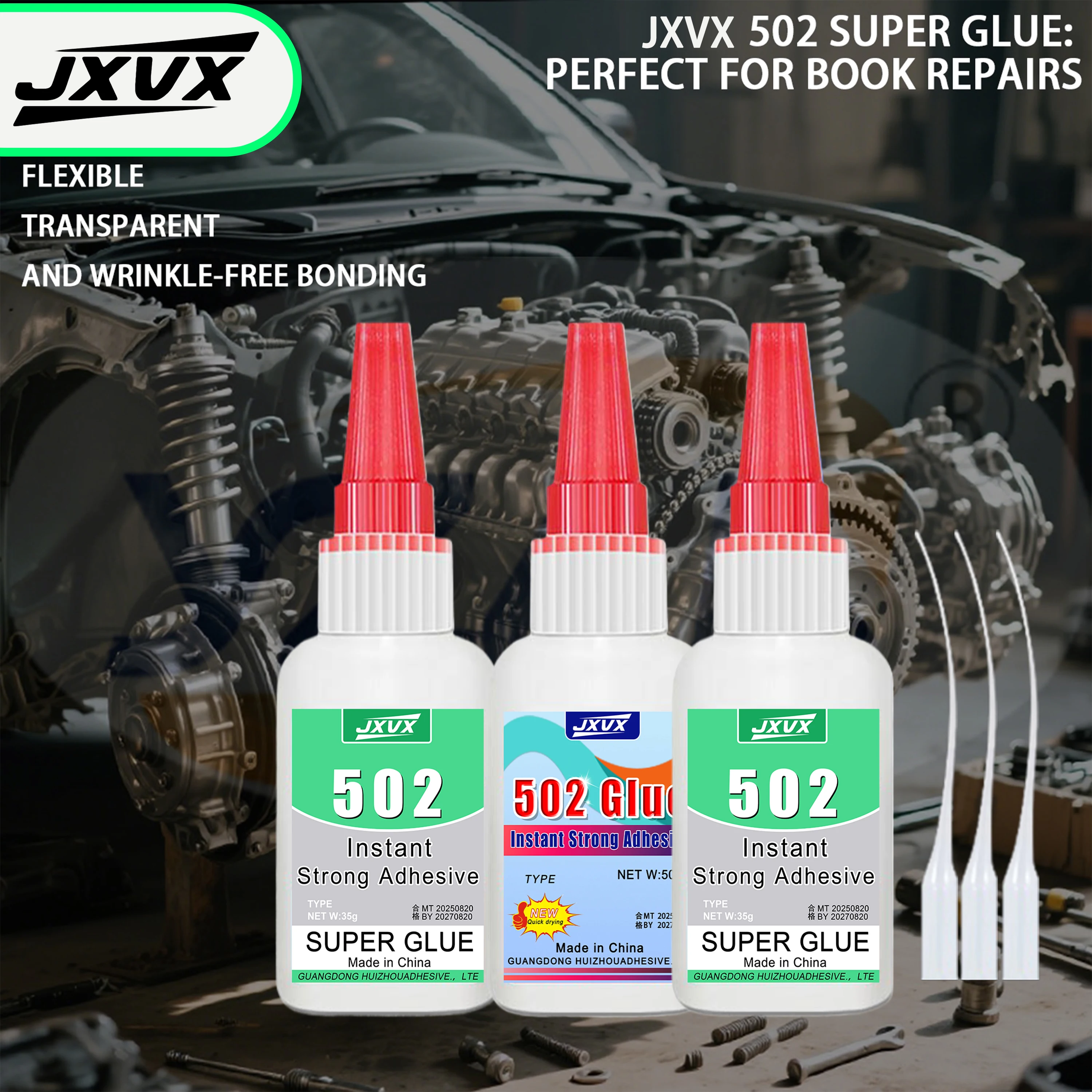 

【502 Super Glue】Cyanoacrylate Adhesive for Bonding Metal, Plastic, Wood, Glass, Ceramics, Leather, Rubber DIY, Toy Assembly, Furniture Repair 10-Pack, 20g/50g