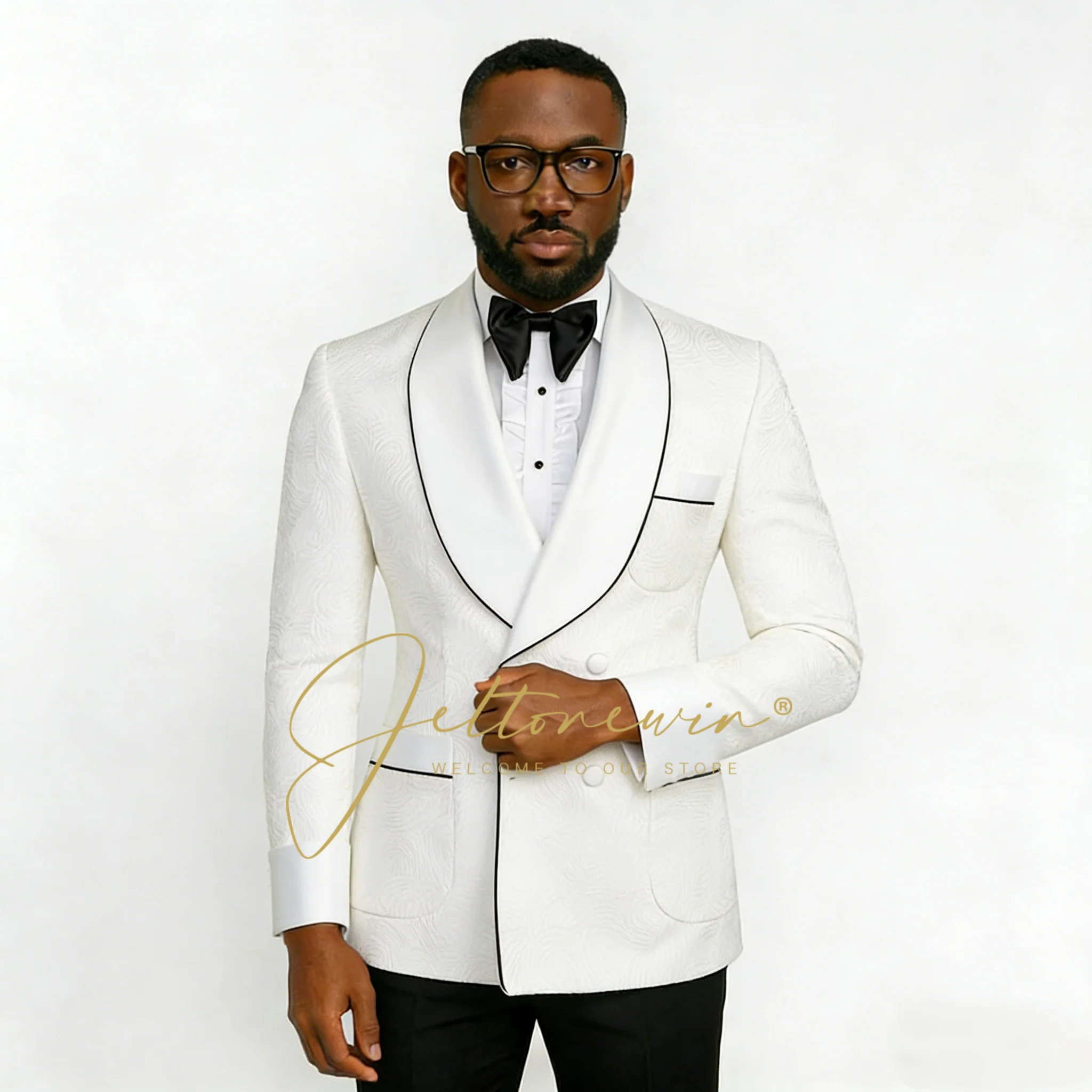 

Handsome Floral Double Breasted Formal Men's Suits Costume Homme Prom Terno Masculino Groom Blazer Wedding 2 Pcs (Jacket+Pants)