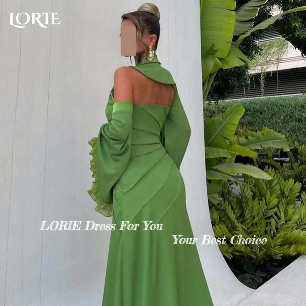 LORIE Elegant Trumpet Evening Dresses Halter A-Line Prom Dresses Satin Backless Pleats Flower Side Clebrity Party Gowns 2024