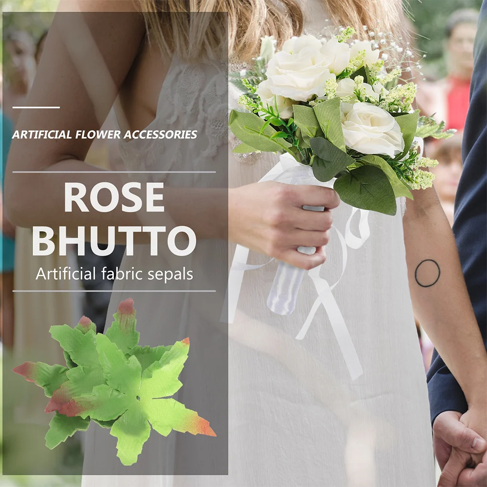 60 個のバラの花の花びら生地グリーンの花びら DIY 人工花作りクラフト用品偽の花びら容器