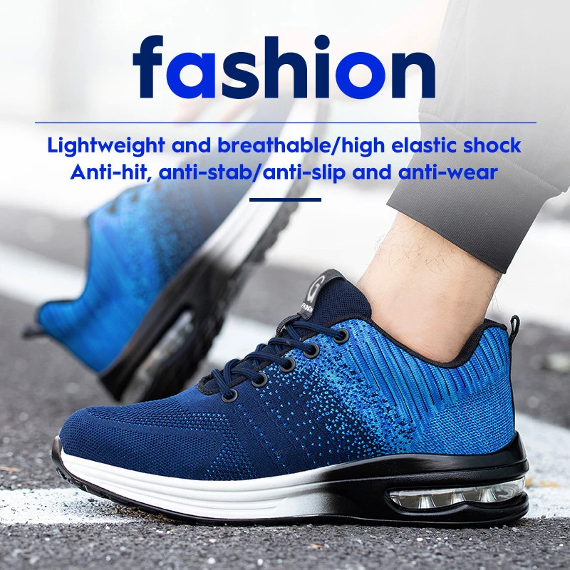Air Cushion Work Shoes Men Steel Toe Safety Shoes Man Anti Smash Puncture Proof Safety Work Shoes Men Women Indestructible Shoes
