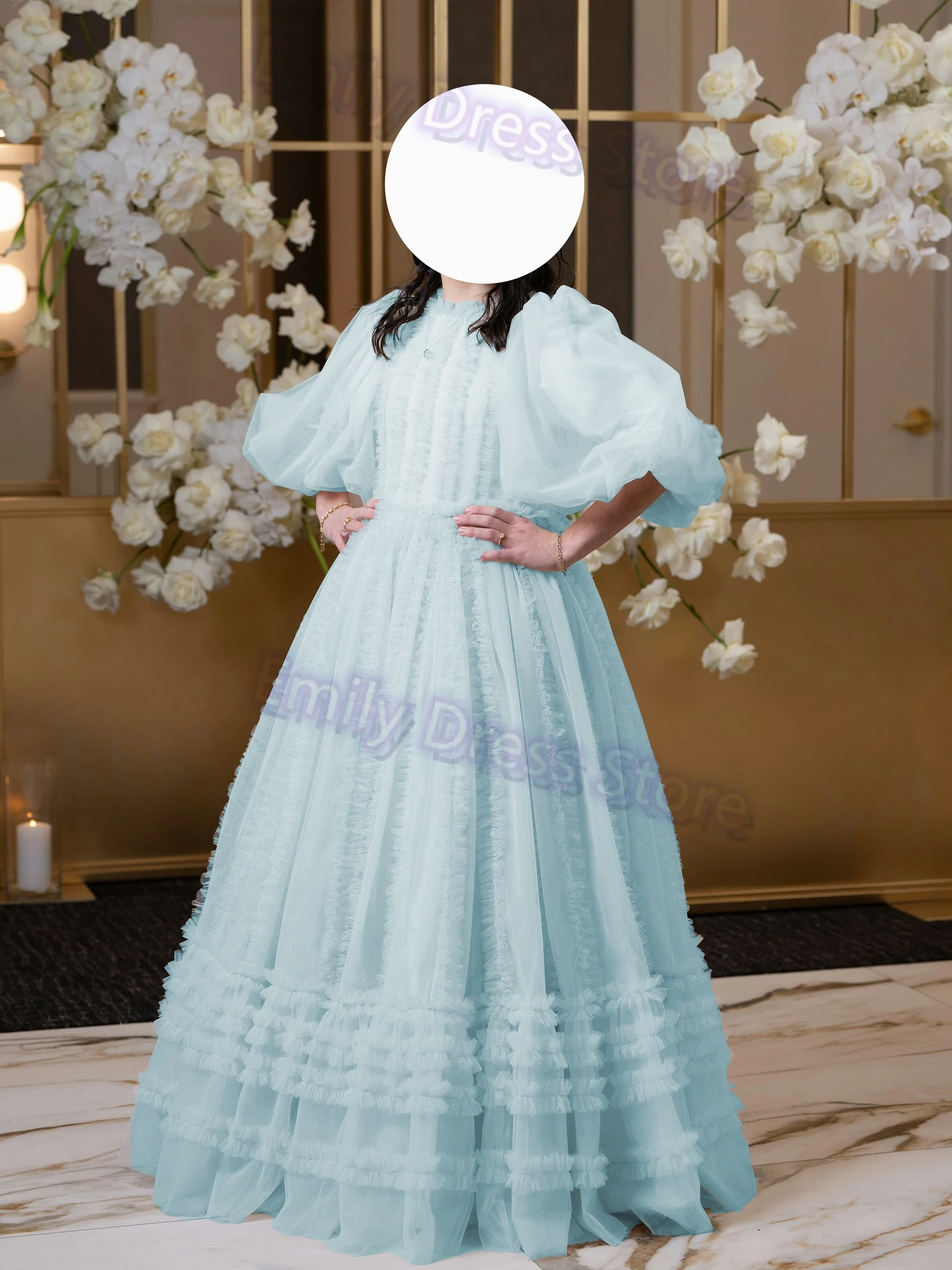 맞춤형 연핑크 꽃 소녀 드레스 웨딩용 레이어드 럭셔리 퍼피 튤 프린세스 키즈 생일 첫 성찬식 볼 가운