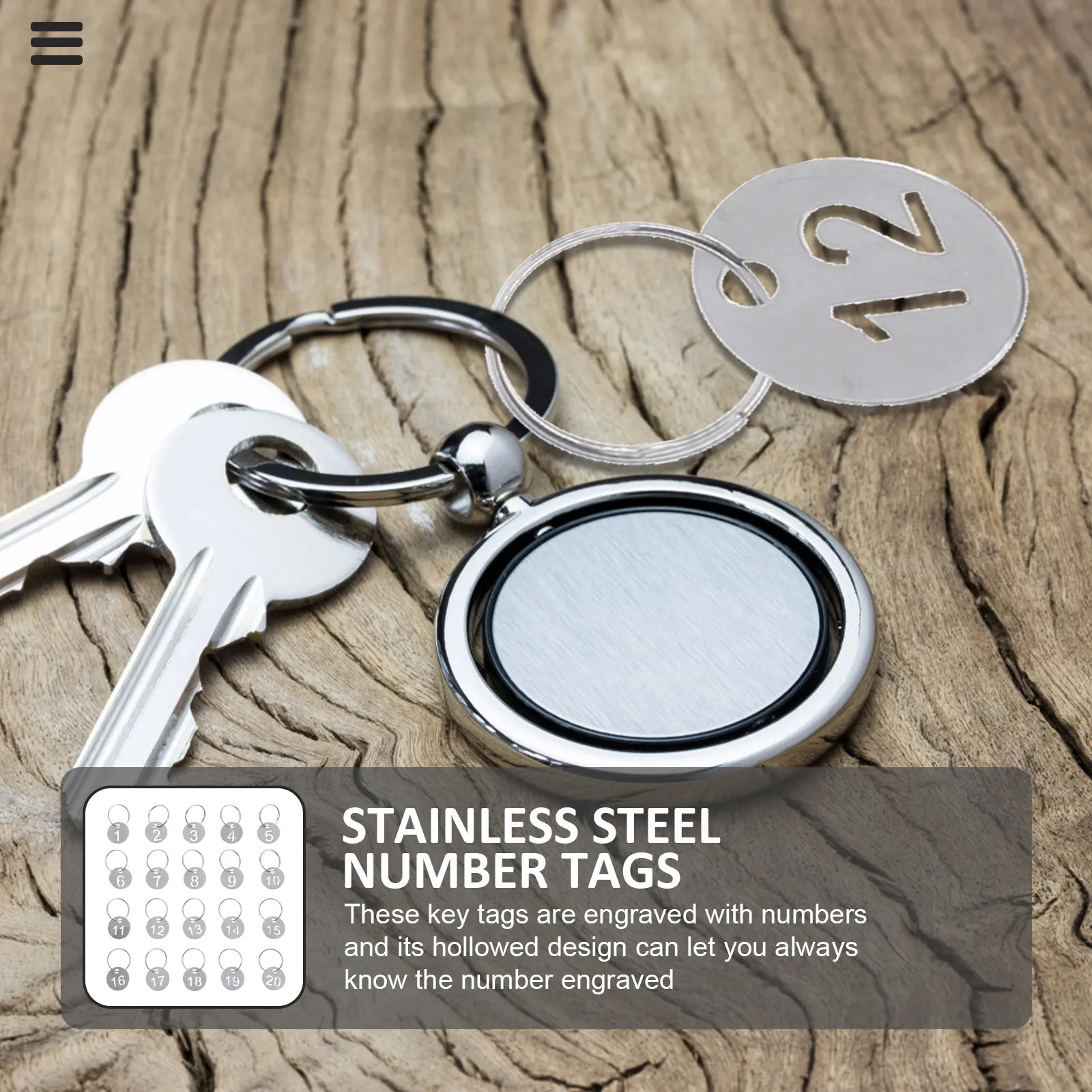 20Pcs Stainless Steel Number Tags Numbered Hollowed Key Tags for Identification Locker Keys Luggage Key Identifiers