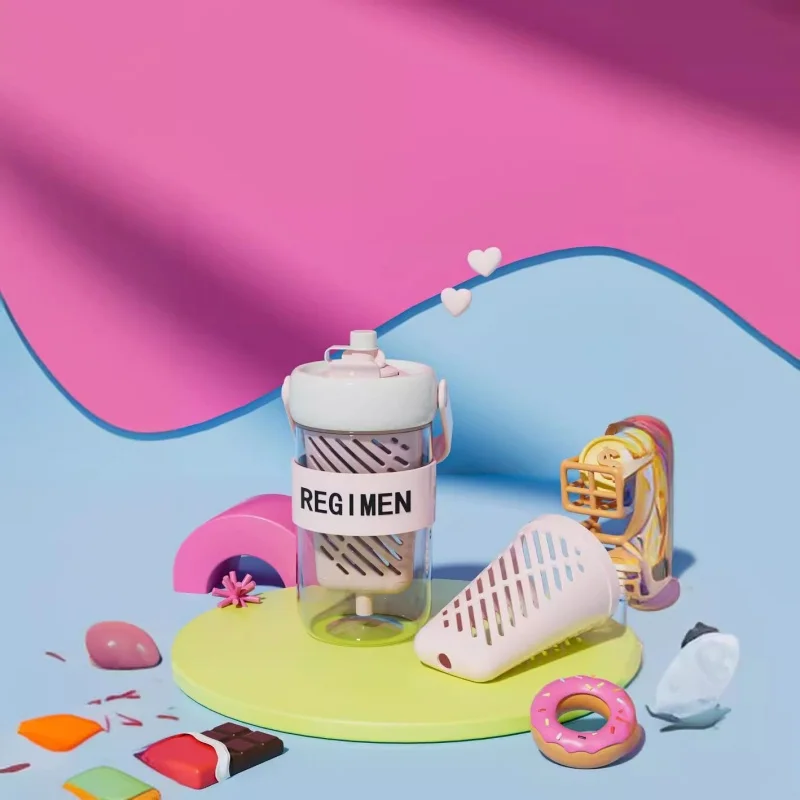 Large Capaci Plastic Water Bottle High Temperature Resistant Student High Aesthetic Value Leak-Proof, Lightweight & Portable