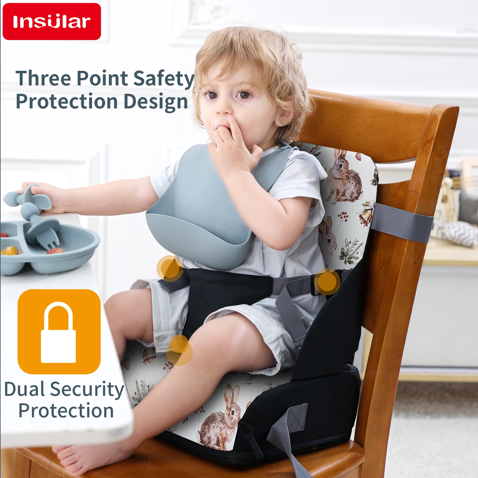 وسادة معززة لكرسي الطعام قابلة للتعديل من INSULAR للأطفال والأطفال الصغار، وسادة مقعد عالية قابلة للإزالة من أجل آمنة ومريحة