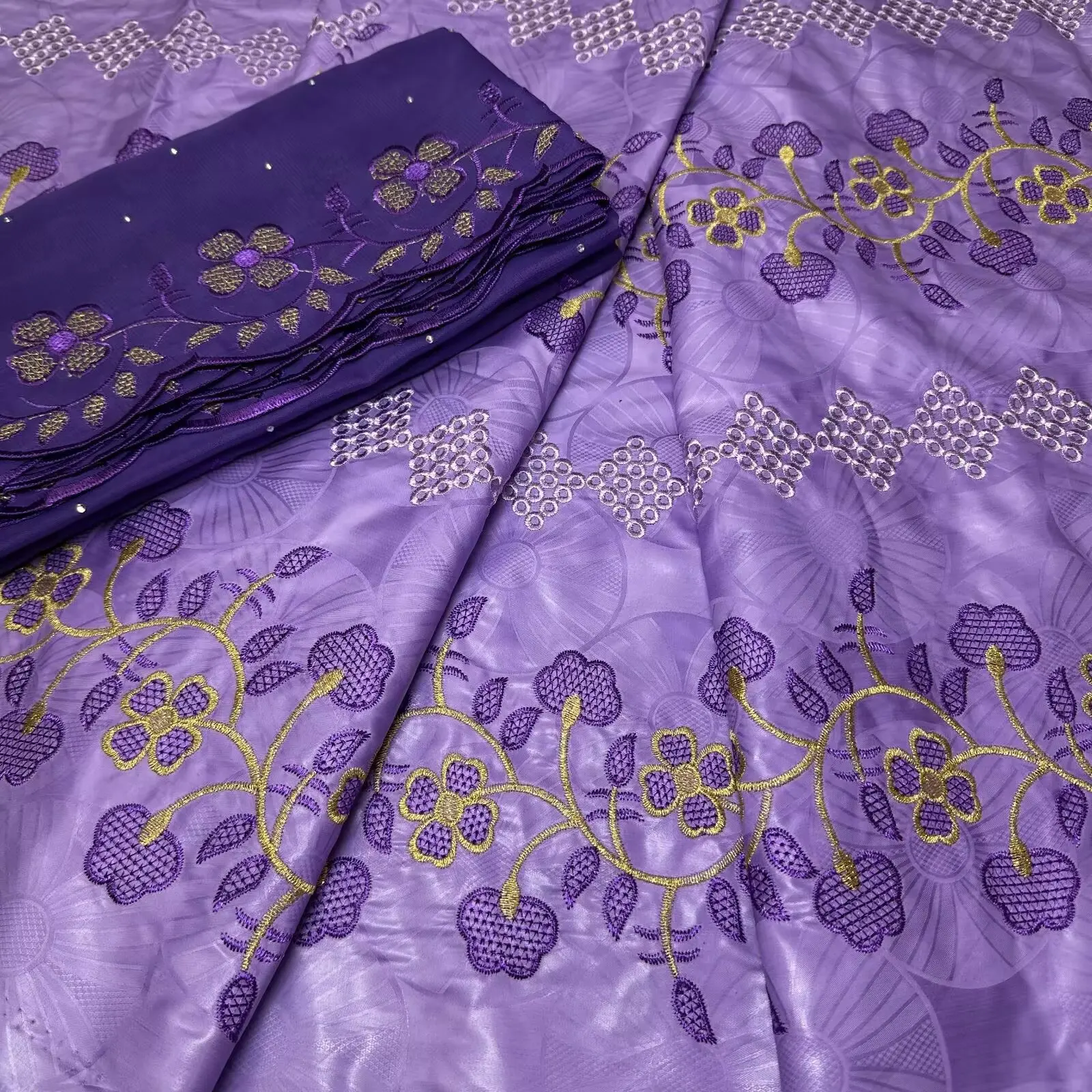 7yards Embroidery African Bazin Riche Fabric 2025 High Quality Nigerian Bazin Brode Net Lace Fabric For Wedding Dress Dubai