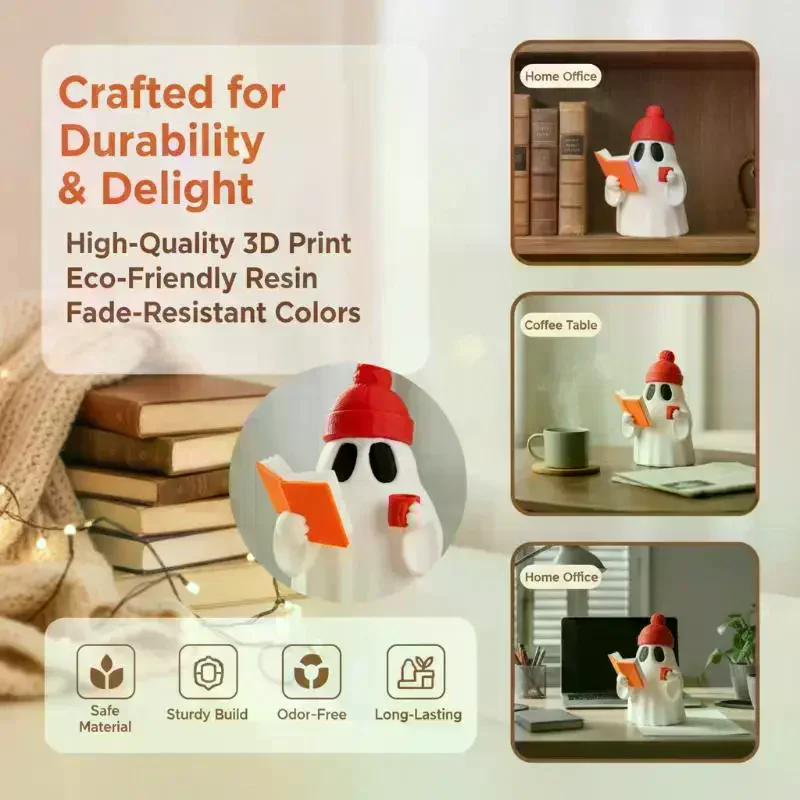 Cute Ghost Reader Figurine Collectible Figurines Ornaments Fashionable And Fun For Christmas Decor Or Living Room/Desk Display