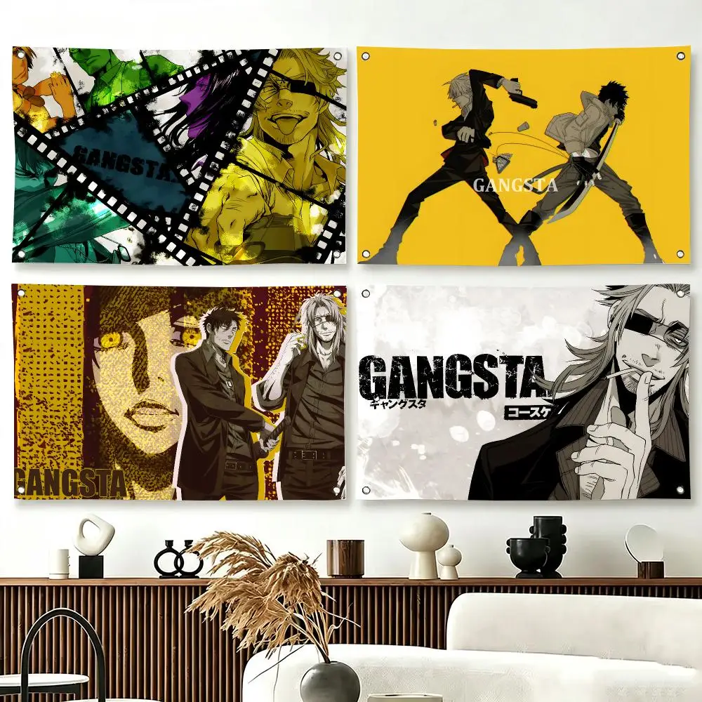 Japanese Anime GANGSTA Flags  For Living Room Home Dorm Decor Wall Outdoor Camping Party Banner Gifts