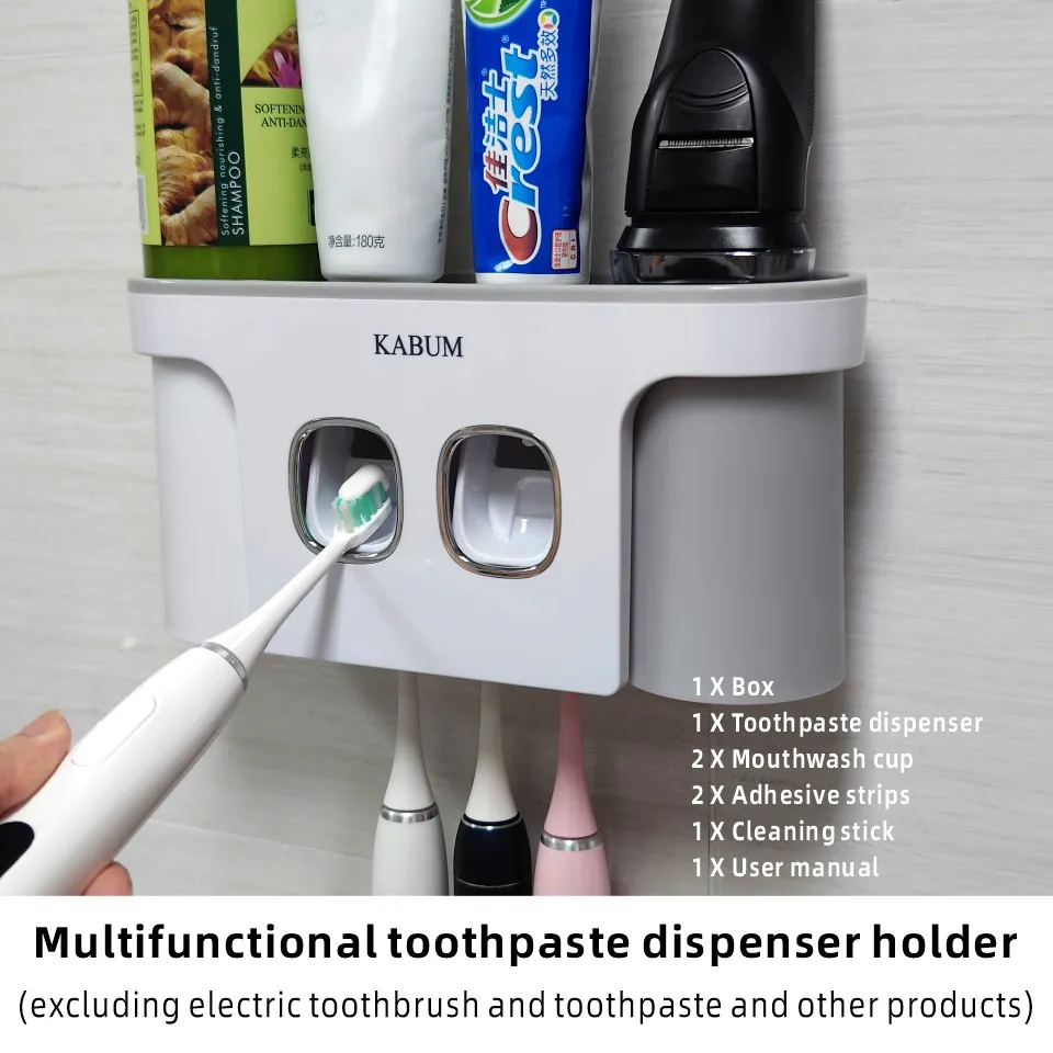 Toothpaste Dispenser Set electric Toothbrush Bathroom Accessories Magnetic Mouthwash Cup Bathroom Toothbrush Holder Wall Mounted